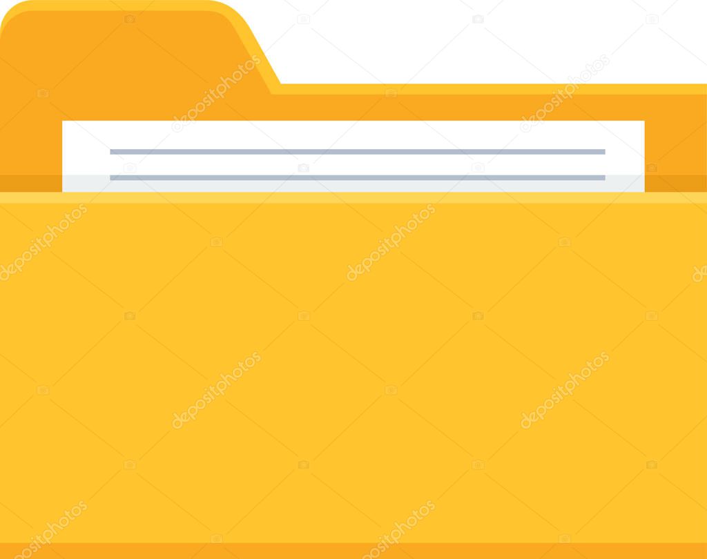 folder with yellow handle on the white background