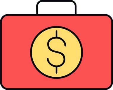 Kırmızı beyaz bir iş çantası.