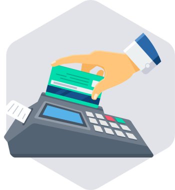 Kredi kartı ikonu olan ödeme terminali. vektör illüstrasyonu