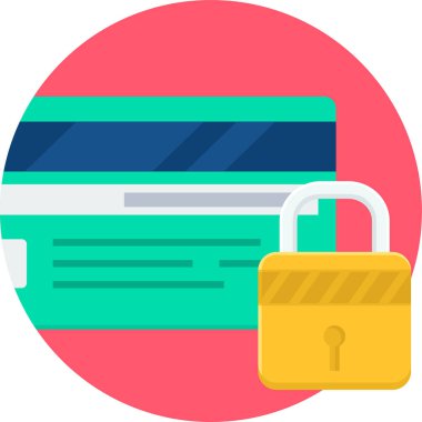 Kilit simgesi illüstrasyonlu kredi kartı