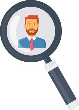 Büyüteçle iş adamı. vektör illüstrasyonu