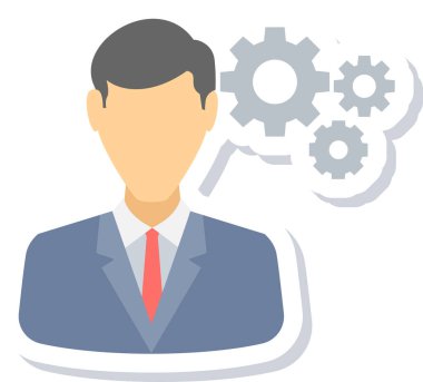 Dişli düz vektör simgesine sahip iş adamı