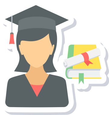 Diploma simgesi vektör illüstrasyon tasarımına sahip öğrenci