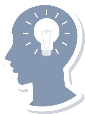 Ampul ikonu vektör illüstrasyonlu insan kafası