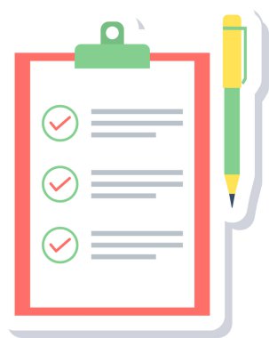 Kontrol listesi vektör simgesine sahip pano