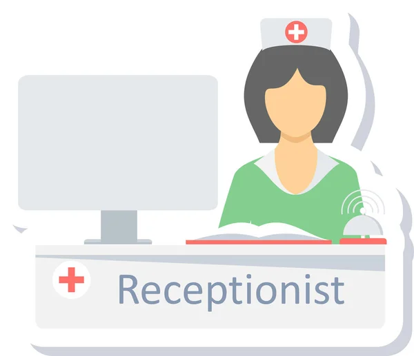 kadın medikal resepsiyonist simgesi modern ve basit, vektör illüstrasyonu 