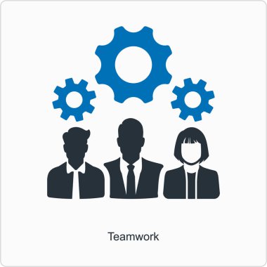 Simge tasarımlı takım çalışması konsepti, vektör illüstrasyonu 10 eps grafik.