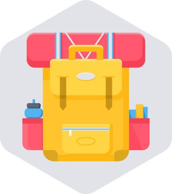 Okul çantası simgesi beyaz arkaplanda düz stil