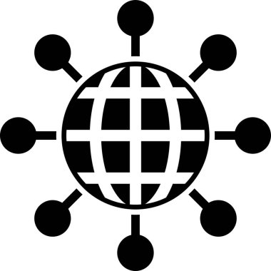 küresel ağ vektör simgesi. biçim çift renkli düz sembol, yoğun kırmızı ve siyah renkler, yuvarlak açılar,