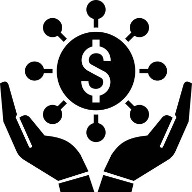 Dolar ve para birimi sembolleri simgesi. vektör biçimi yuvarlak açılı düz ikonik semboldür, siyah renk, beyaz