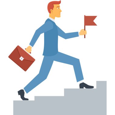 İş adamı evrak çantasıyla koşuyor