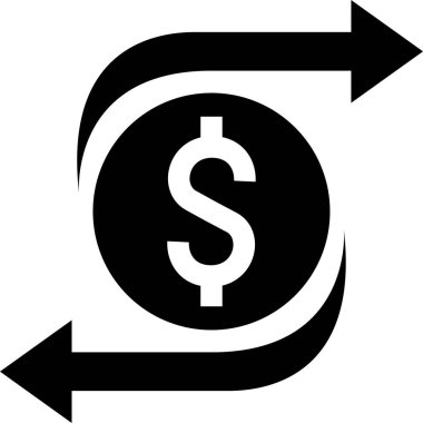 Dolar değişim vektör simgesi. biçim iki renkli düz sembol, siyah ve beyaz renkler, yuvarlak açılar, gri