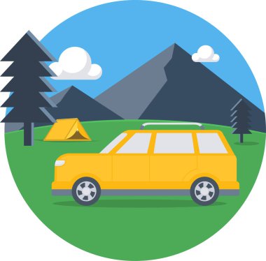 Seyahat ve turizmin düz vektör çizimi.