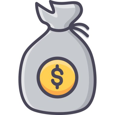 Dolar paralarının olduğu para çantası vektör simgesi