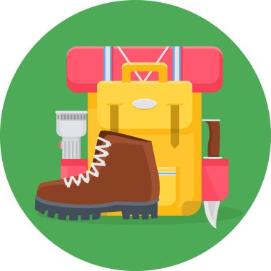 Bir çift yeşil yürüyüş botunun vektör çizimi