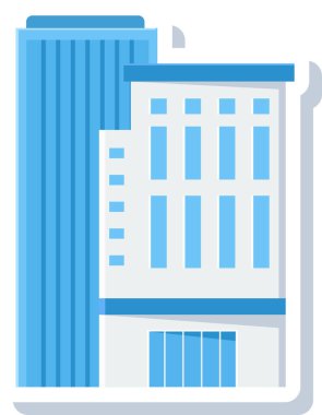 Düz biçimli bina simgesi beyaz arkaplanda izole