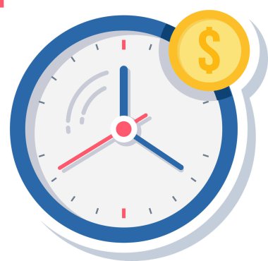 Saat ve para ikonu. vektör illüstrasyonu