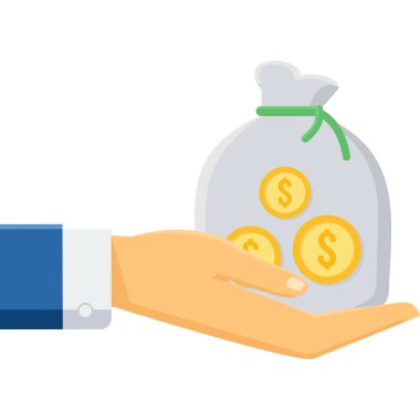 Dolar banknotları ile para çantası vektör illüstrasyon tasarımı