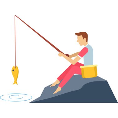 ikon tasarımı ile balıkçılık konsepti, vektör illüstrasyonu 10 eps grafik