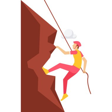 Dağa tırmanan bir kadının vektör çizimi