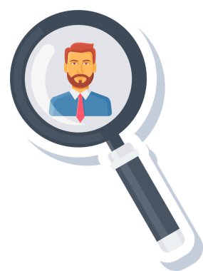 Büyüteçle iş adamı. vektör illüstrasyonu