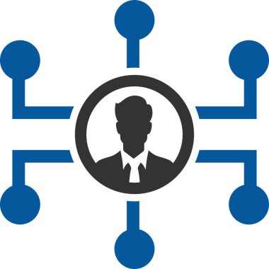 ağ bağlantı simgesi. vektör biçimi çift renkli düz sembol, yumuşak mavi renkler, yuvarlak açılar, beyaz arkaplan