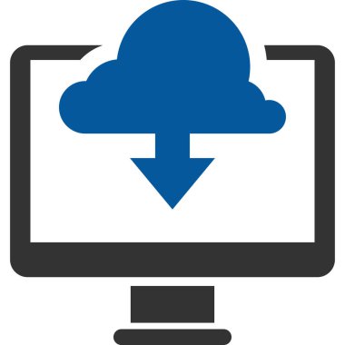 Bulut hesaplama vektör simgesi. biçim iki renkli düz sembol, gri ve cyan renkler, yuvarlak açılar, beyaz