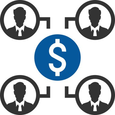 İş adamları vektör simgesi. biçim iki renkli düz daire şeklinde sembol, gri ve cyan renkleri, yuvarlak açılar,