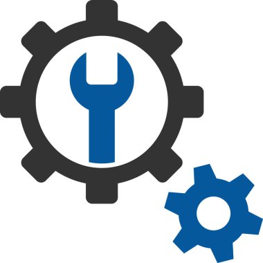 servis araçları vektör simgesi. biçim iki renkli düz sembol, mavi ve gri renkler, yuvarlak açılar, beyaz