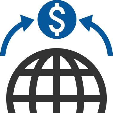 Dolar bankacılık vektör simgesi. biçim iki renkli düz sembol, gri ve cyan renkler, yuvarlak açılar, beyaz