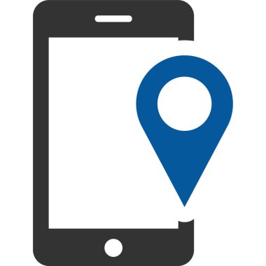 GPS navigasyon vektör simgesi. biçim iki renkli düz sembol, mavi ve gri renkler, yuvarlak açılar, beyaz