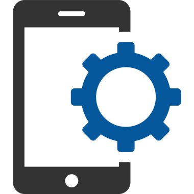 cep telefonu vektör simgesi. biçim iki renkli düz sembol, düz mavi renkler, yuvarlak açılar, beyaz arkaplan