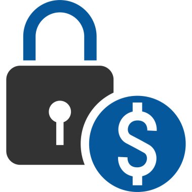 Kilit simgesi. Vektör biçimi, yuvarlak açılı, kobalt ve cyan renkleriyle çift renkli düz ikonik semboldür.