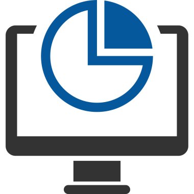 Pasta grafik vektör simgesi. biçim iki renkli düz sembol, mavi ve gri renkler, yuvarlak açılar, beyaz