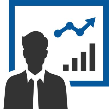 Grafik simgesi olan iş adamı