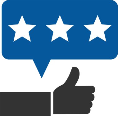 thumb up icon in flat style on a blue background
