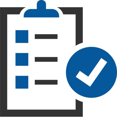 checklist vector icon. style is bicolor flat symbol, blue and gray colors, rounded angles, green background