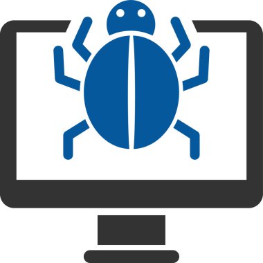 bug flat vector icon. style is bicolor blue and gray symbol on a white background