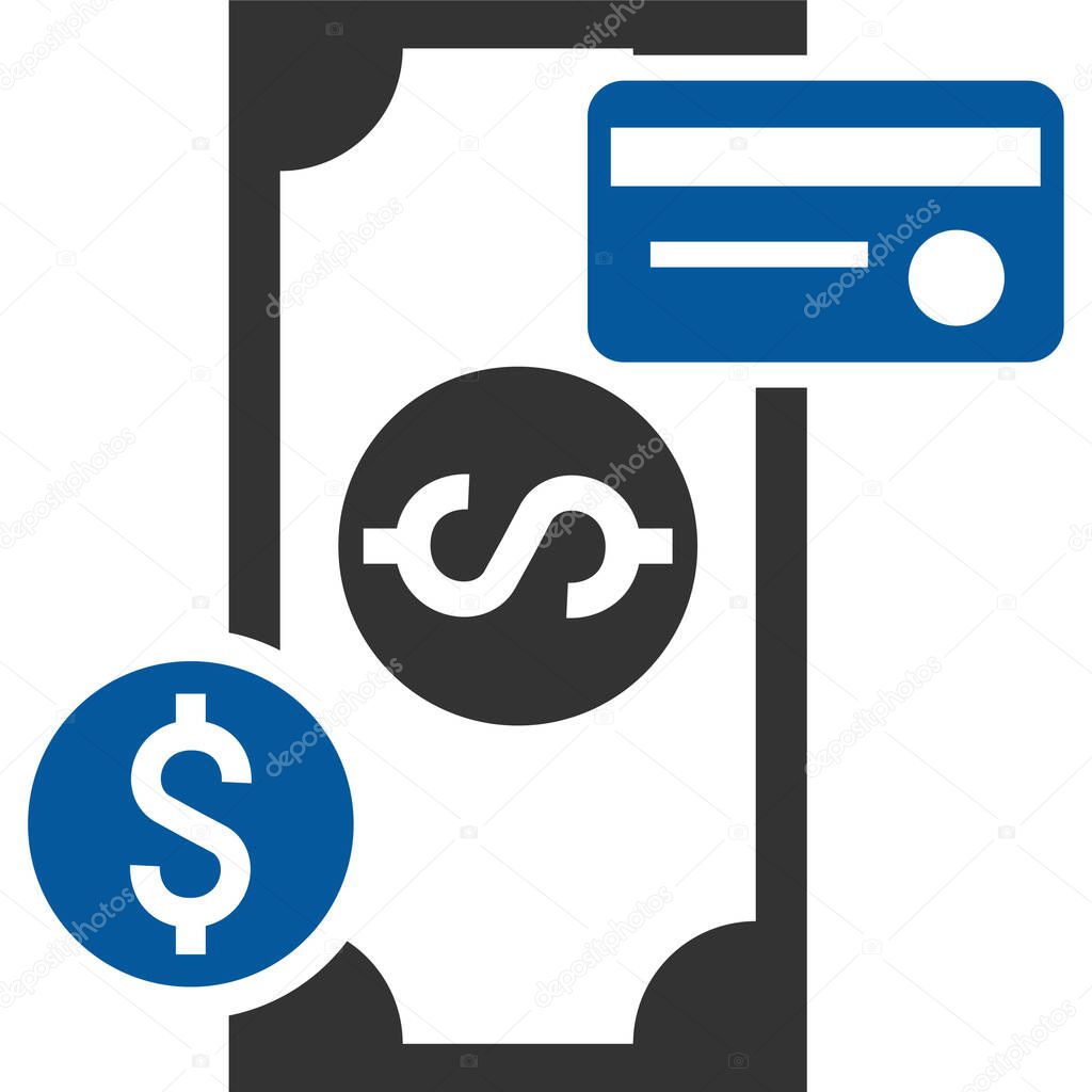 banking and finance vector icons. pictogram style is bicolor cobalt and cyan flat icon with rounded angles on a