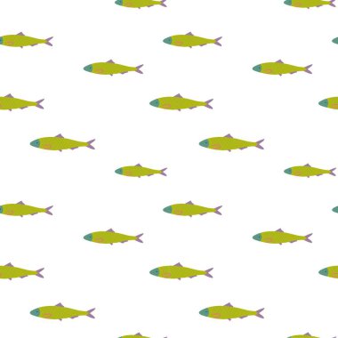 Basit, parlak, pürüzsüz desen, renkli balıklar, oyuncu ve saf bir şekilde. Çocuk tasarımı, tekstil, duvar kâğıtları, ambalaj ve neşeli grafik projeleri için mükemmel bir düz çizim..