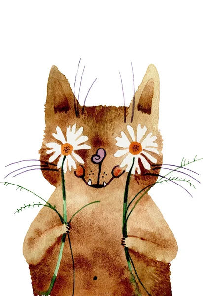 Akvarell macska illusztráció — Stock Fotó