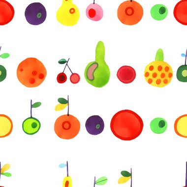 Sulu Boya meyve deseni