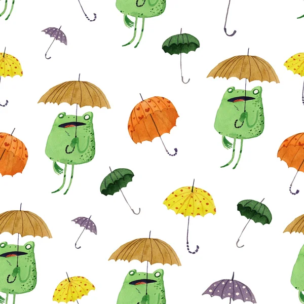 Akvarel deštník žába — Stock fotografie