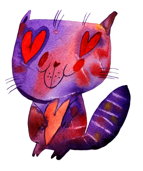 Sulu Boya kedi illüstrasyon — Stok fotoğraf