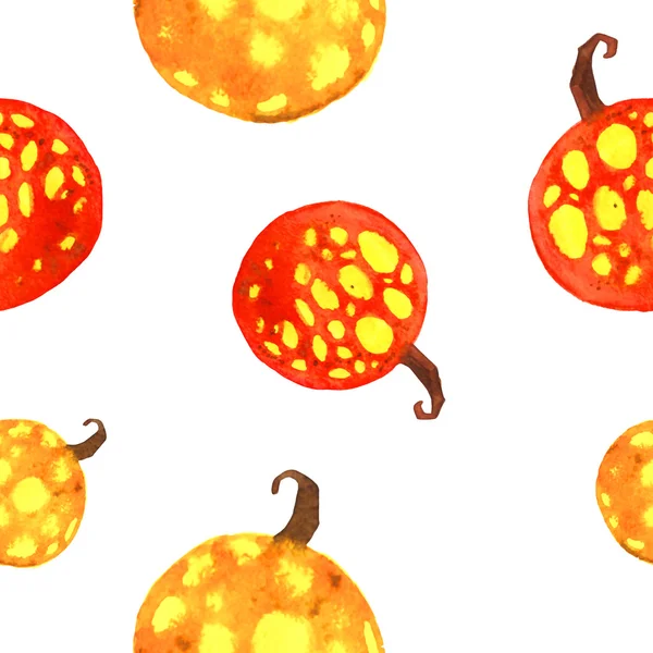 Watercolor pumpkin flashlight pattern — Stock Photo, Image