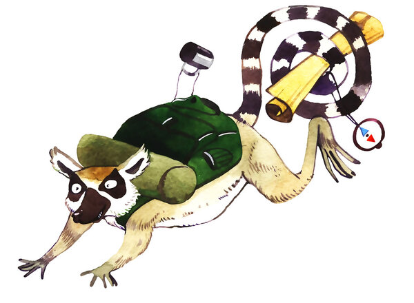 watercolor monkey illustration