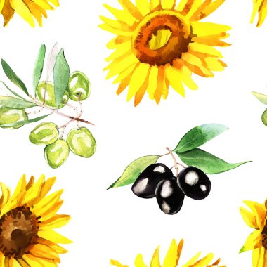 Suluboya ayçiçeği desen