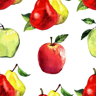 waterclolor armut, elma seamless modeli