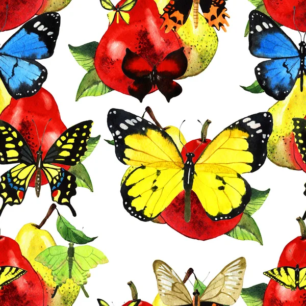 Padrão de borboleta aquarela — Fotografia de Stock