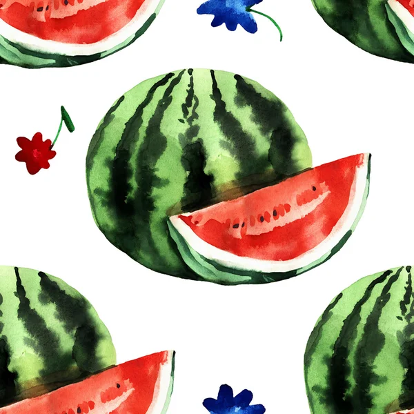 Wassermelonenmuster in Aquarell — Stockfoto